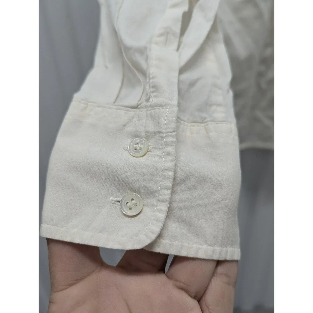 Boho Coastal Grandma Cream Sequin‎ J.Crew Boy Shirt Button Up Cotton Size 6